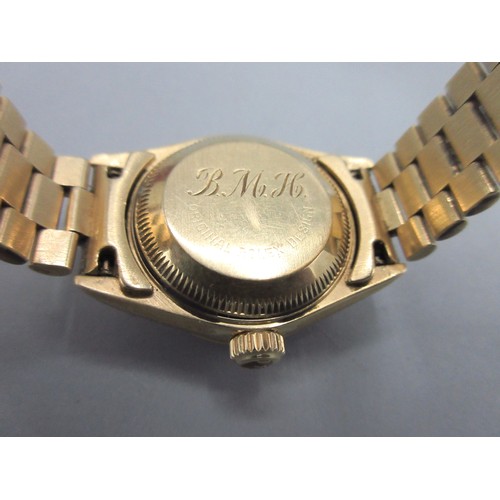 1038 - Ladies Rolex Oyster Perpetual Datejust 18ct gold automatic wristwatch with date on matching Jubilee ... 