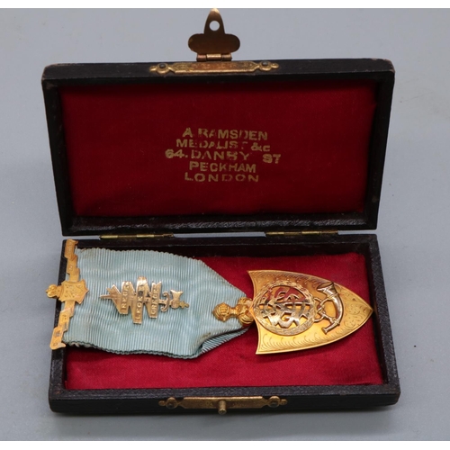 1360 - Edward V11 15ct gold Grand United Order of the Knights of the Golden Horn medal, engraved 'Presented... 