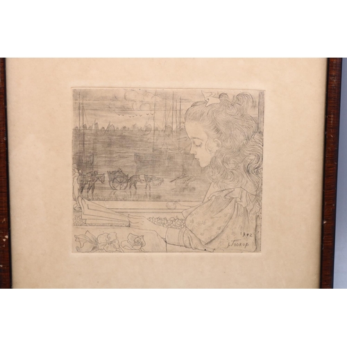 1340 - Jan Toorop (Dutch, 1858-1928); Charley Voor Het Raam (Charley am Fenster), monochrome etching, 11.5c... 