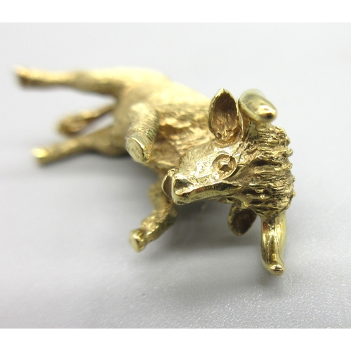 1024 - 9ct yellow gold bull charm, stamped 375, approx. L3.5cm, 8.0g