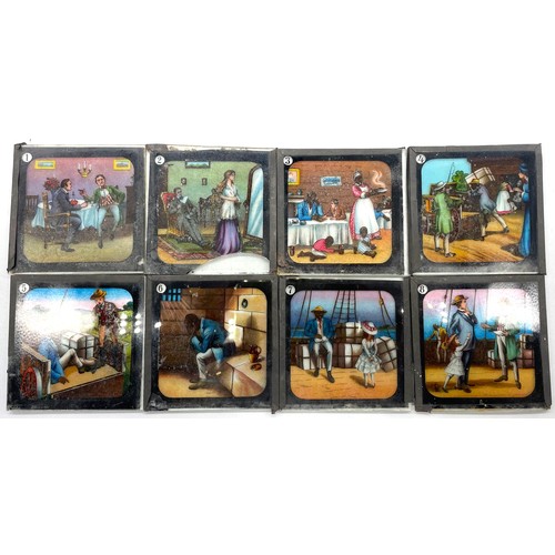 1355 - Collection of twenty four Victorian glass Magic Lantern slides, numbered 1-24, including on board sh... 