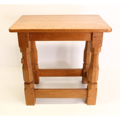 1467 - Robert Mouseman Thompson of Kilburn - an oak rectangular stool, with adzed top on octagonal baluster... 