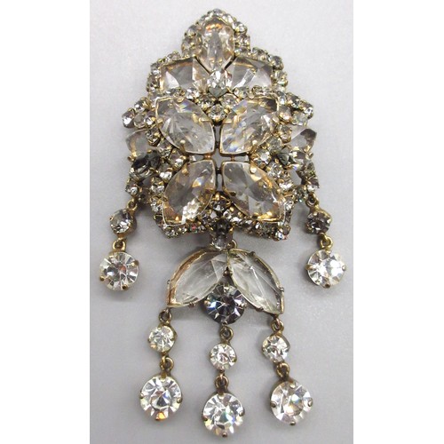 1021 - Dior brooch of cut glass brilliants and faceted paste stones in a gilt metal setting, stamped 'Chr.D... 