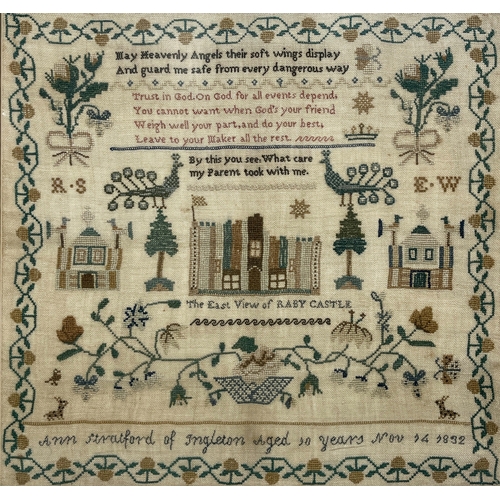 1416 - William IV pictorial needlework sampler, by Anne Stratford of Ingleton, 10 years old, dated 14th Nov... 