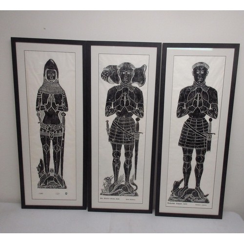 1333 - Three Medieval brass rubbings, St. Michael St. Albans 1380, Sir Walter Grene 1456 Hayes Middlesex an... 