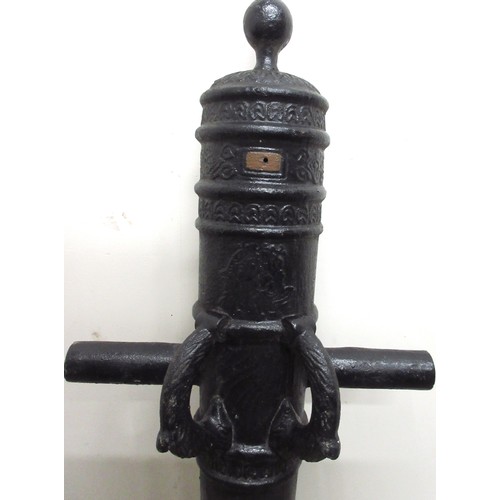 1366 - Reproduction heavy cast iron cannon barrel in the style of a 18th century French barrel - inscribed ... 