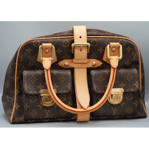 1423 - Louis Vuitton 'Manhattan' handbag in brown monogram canvas with tan leather trim, gold coloured hard... 