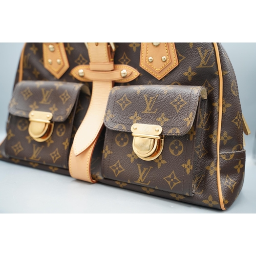 1423 - Louis Vuitton 'Manhattan' handbag in brown monogram canvas with tan leather trim, gold coloured hard... 