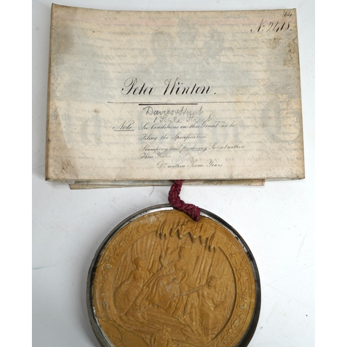 1373 - Edmund Hunt, Patent Agent, 87 St. Vincent Street, Glasgow - A Victorian grant of patent No. 2418, 18... 