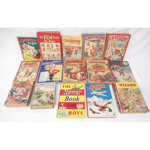 592 - Large mixed collection of children's annuals to inc. The Hotspur Book for Boys, The Wizard Book for ... 