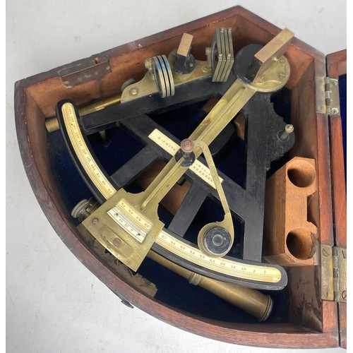 1405 - Late 19th century naval brass sextant, with ivory register by C. Smith of James St Aberdeen, in fitt... 