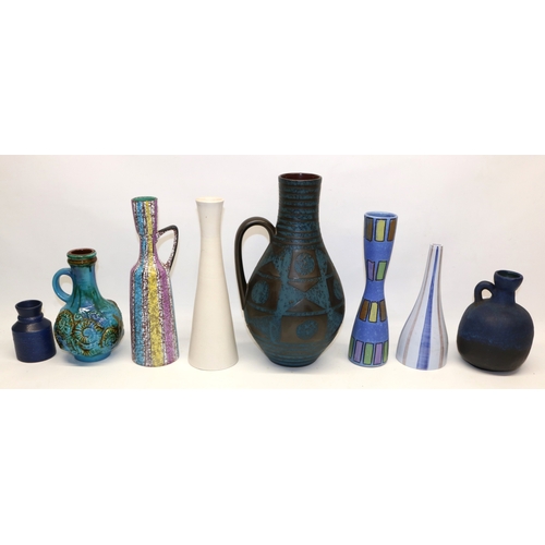 1176 - Collection of West German and Scandinavian mid-century ceramics, incl. a large Carstens blue and bla... 