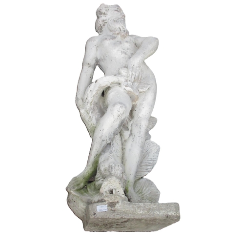 1606 - Later painted composite model of Neptune, on rectangular base, W40cm D40cm H130cm