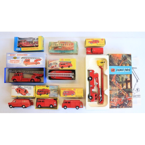 109 - Collection of vintage boxed diecast fire engine models from Corgi and Dinky to include Dinky 276 Air... 