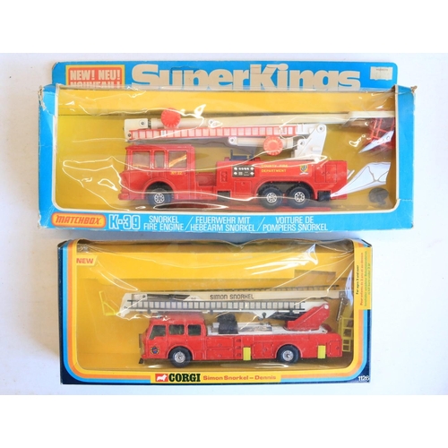 110 - Collection of mostly boxed and generally vintage 1970's/80's diecast fire engine models from Corgi, ... 