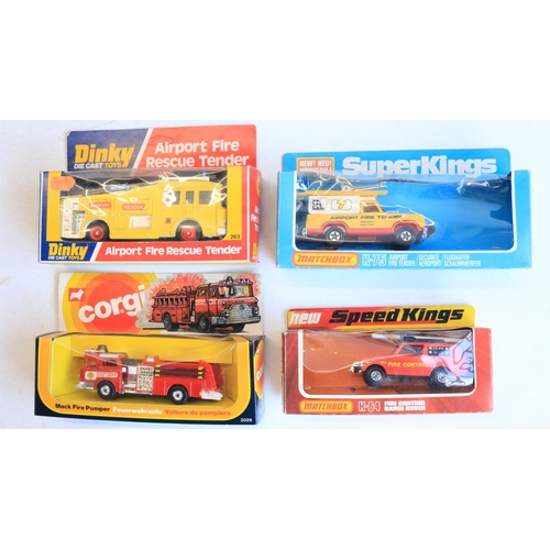 110 - Collection of mostly boxed and generally vintage 1970's/80's diecast fire engine models from Corgi, ... 