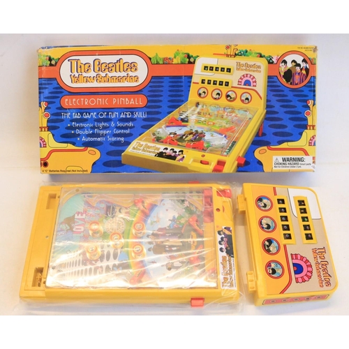 526 - Beatles Yellow Submarine table top pin electronic pinball game, appears unused/main game section sti... 