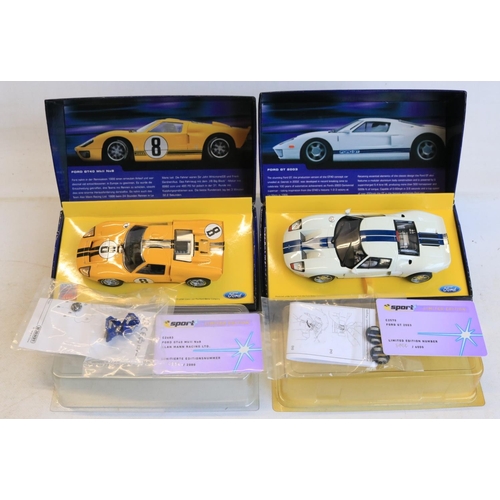 61 - Two 1/32 scale limited edition Scalextric Ford GT40 slot car models to include C2683A yellow MK.II N... 