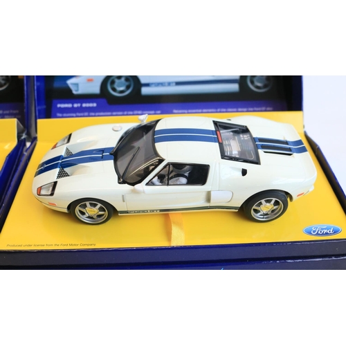 61 - Two 1/32 scale limited edition Scalextric Ford GT40 slot car models to include C2683A yellow MK.II N... 