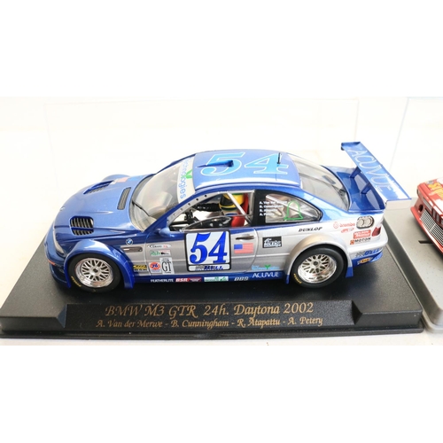 62 - Four high quality 1/32 scale slot car models to include Fly Car Models limited edition 99086 BMW M1 ... 