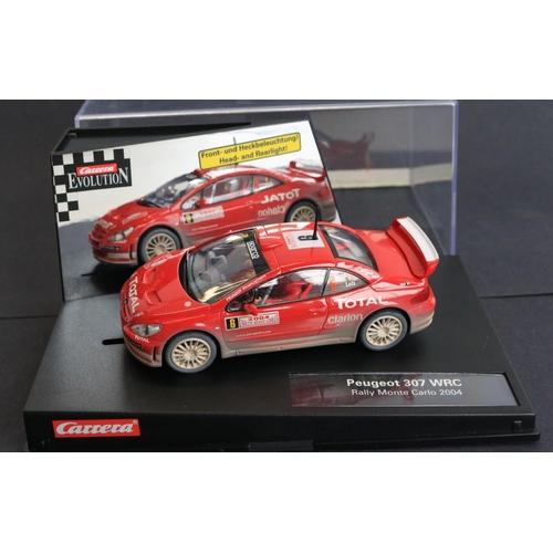 63 - Four 1/32 scale slot car models to include boxed Scalextric Club Ford Escort MKII 'Makinen-Liddon' N... 