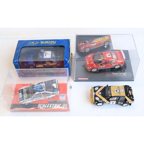 63 - Four 1/32 scale slot car models to include boxed Scalextric Club Ford Escort MKII 'Makinen-Liddon' N... 