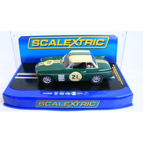 64 - Five 1/32 scale slot car models to include boxed Scalextric C3631 MGB No.21 MGCC BCV8 Championship, ... 