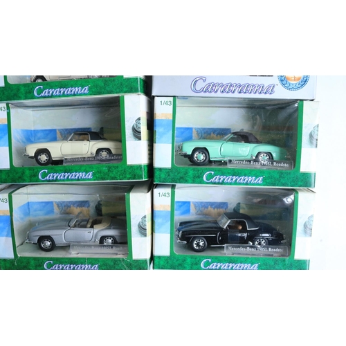 112 - Ninety seven boxed 1/43 scale diecast vehicle models from Cararama to include Lotus Europas, Mercede... 