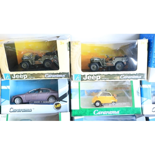 112 - Ninety seven boxed 1/43 scale diecast vehicle models from Cararama to include Lotus Europas, Mercede... 