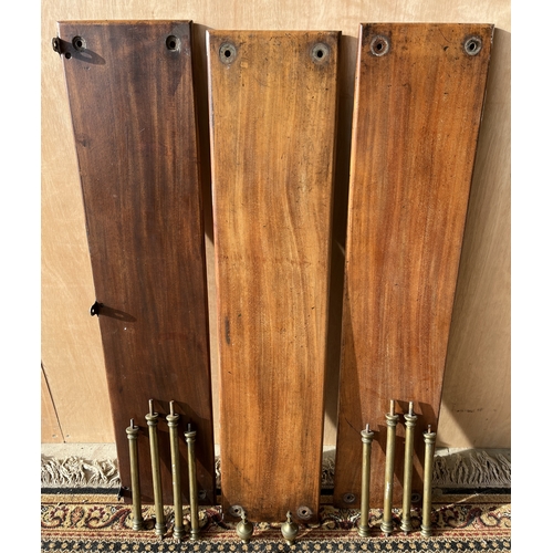 1598 - 19th century campaign bookcase, the three rectangular mahogany shelves joined by turned brass column... 