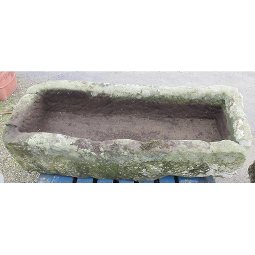 1716 - Large weathered stone rectangular trough, W140cm D55cm H48cm approx.