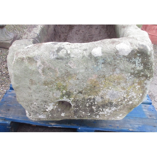 1716 - Large weathered stone rectangular trough, W140cm D55cm H48cm approx.