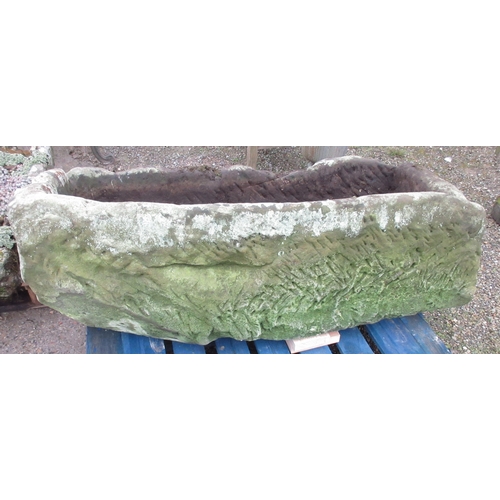 1716 - Large weathered stone rectangular trough, W140cm D55cm H48cm approx.