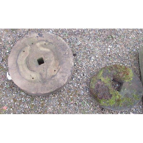 1718 - Two circular grit stone mill stones, D50cm max (2)