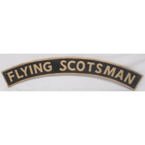 Cast metal arched sign 'Flying Scotsman',  89.5cm x 11cm