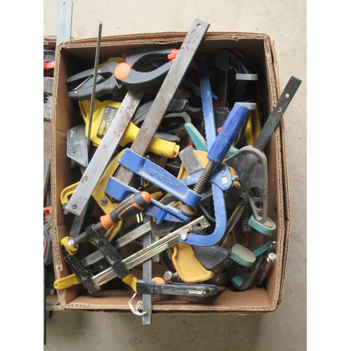 636 - Large collection of wood-working clamps, grips and vices. A/F, (2 boxes, qty)

POA  https://www.brad... 