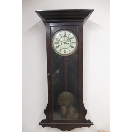 242 - Gustav Becker, late 19th Century Vienna wall clock, plain case with full length arched glazed panel ... 