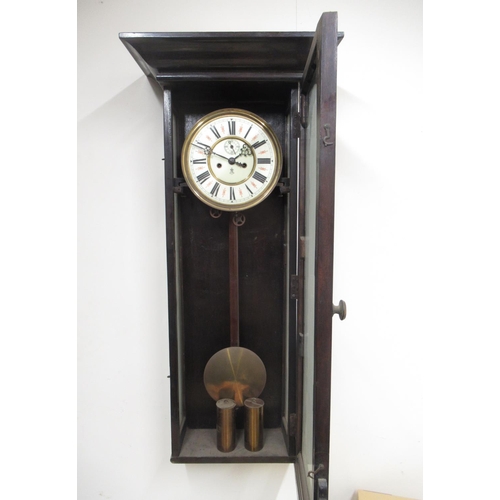 242 - Gustav Becker, late 19th Century Vienna wall clock, plain case with full length arched glazed panel ... 