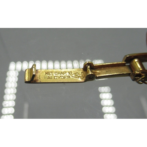 245 - Bucherer lady's 18ct gold wristwatch on gold plated box link bracelet, signed champagne dial with ba... 