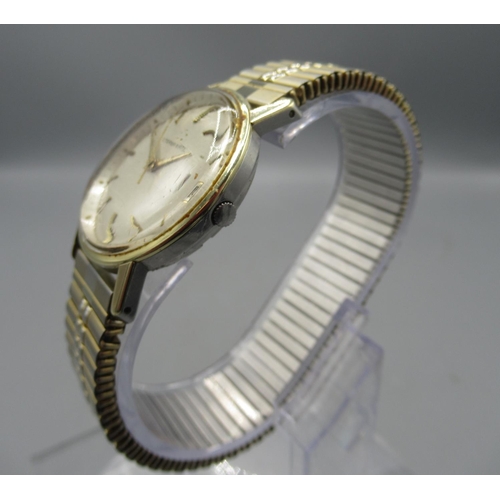 249 - Eterna, Eterna-Matic stainless steel and gold plated automatic wristwatch with date, signed linen te... 