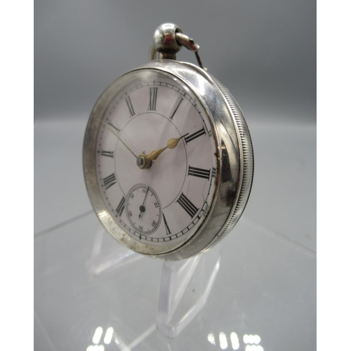 252 - Lancashire Watch Co. Ltd., London & Prescot, silver key wound pocket watch, signed white enamel Roma... 