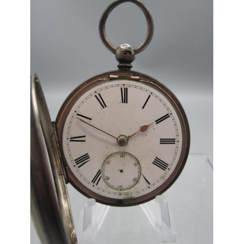 253 - Bothamley, Boston, silver key wound pocket watch, white enamel Roman dial with subsidiary seconds, e... 