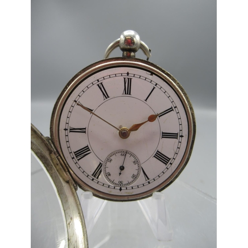 252 - Lancashire Watch Co. Ltd., London & Prescot, silver key wound pocket watch, signed white enamel Roma... 