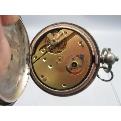 253 - Bothamley, Boston, silver key wound pocket watch, white enamel Roman dial with subsidiary seconds, e... 