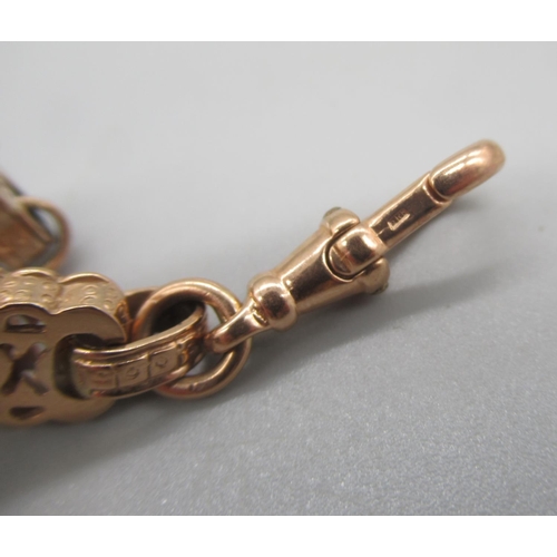 35 - Victorian 9ct rose gold stars and bars bracelet, the dog clip clasp stamped 9ct, 18.45g

Shipping £2... 