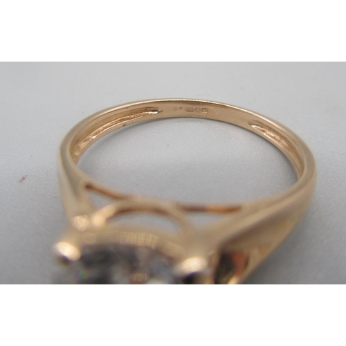 44 - 14ct rose gold ring set with clear stone, stamped 585, size T, 3.44g

Shipping £20.00 plus vat (UK O... 