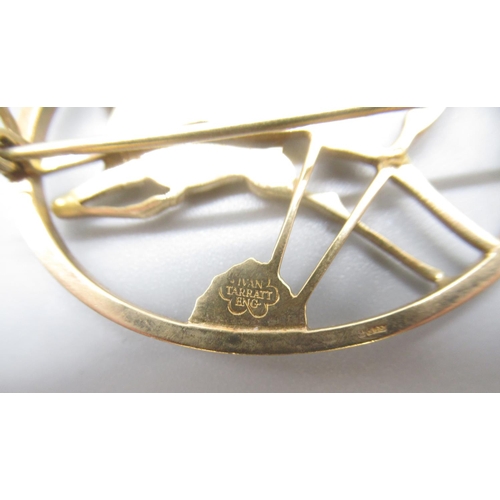 1 - Ivan Tarratt 9ct yellow gold oval openwork brooch with antelope and bulrushes design, 10.84g

Shippi... 