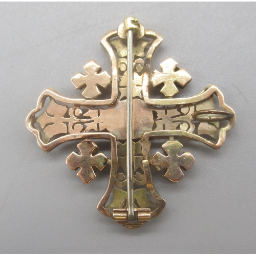 131 - Yellow metal ornate Jerusalem cross brooch, unmarked, 5.30g


Shipping £23.00 plus vat (UK Only)
Shi... 