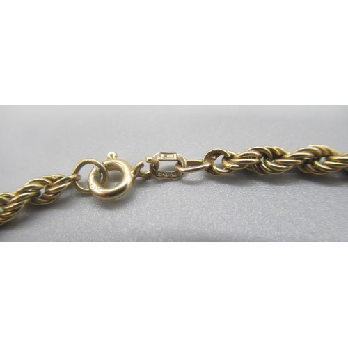 150 - 9ct yellow gold rope twist necklace, stamped 375, 4.92g

Shipping £23.00 plus vat (UK Only)