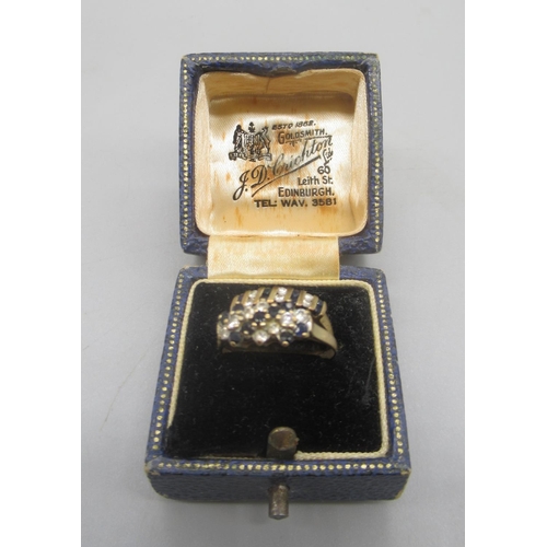 23 - 9ct yellow gold ring set with sapphires and diamonds, size M1/2, and a 9ct yellow gold sapphire and ... 